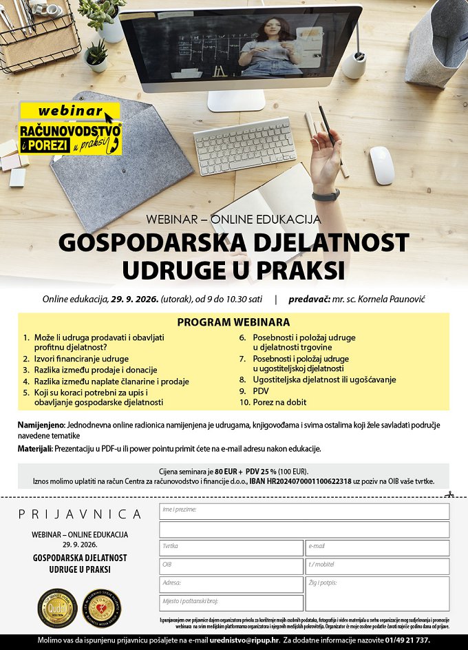 Webinar   Gospodarska djelatnost udruge v3 FB